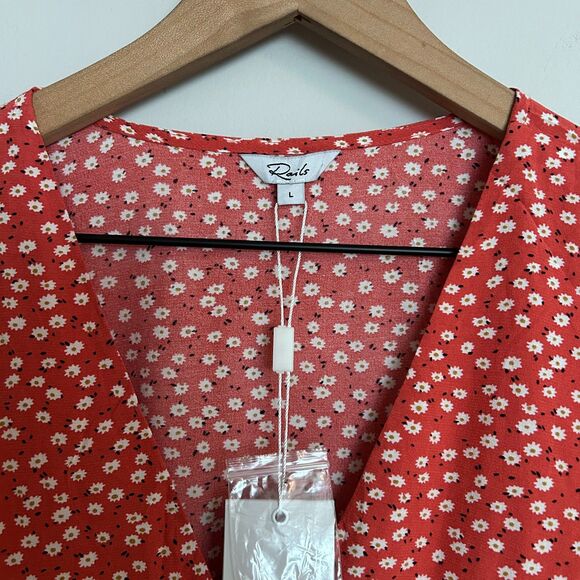 Rails Red Floral Daisies Dress Size Large - Picture 5 of 11